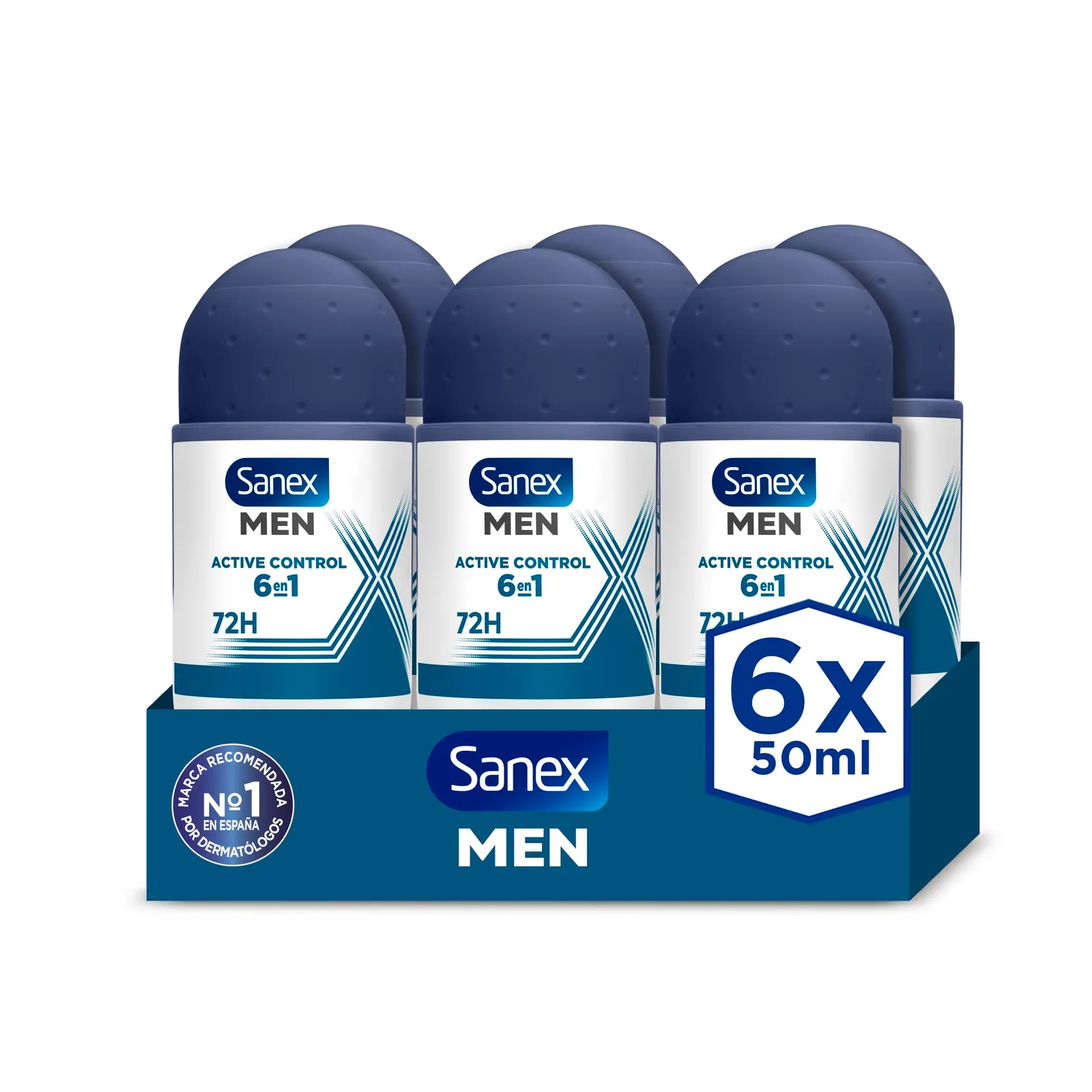 6x Desodorante Roll-On Sanex Men Active Control