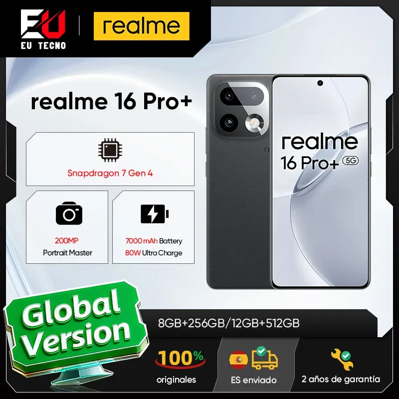Realme 16 Pro Plus 5G 8GB+256GB con cámara de 200 MP y pantalla AMOLED 144 Hz