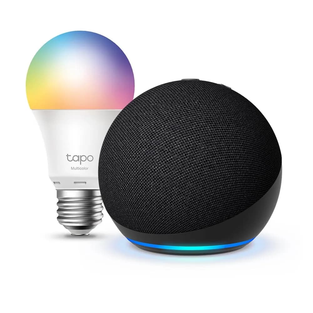 Pack 2 Echo Dot 5ª Gen. + Bombilla Inteligente Tapo L530EA E27