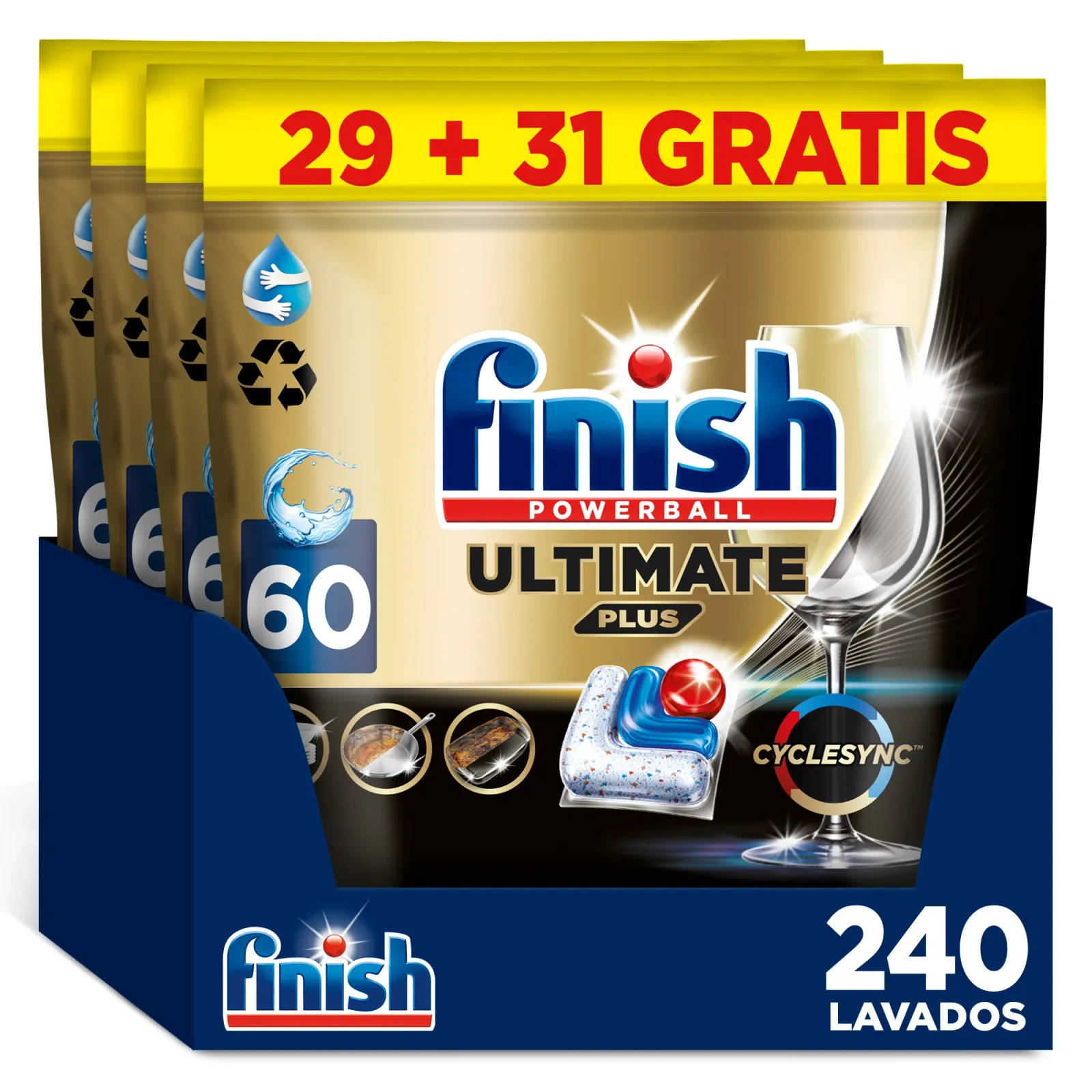 120 Cápsulas Finish Powerball Ultimate Plus All in 1