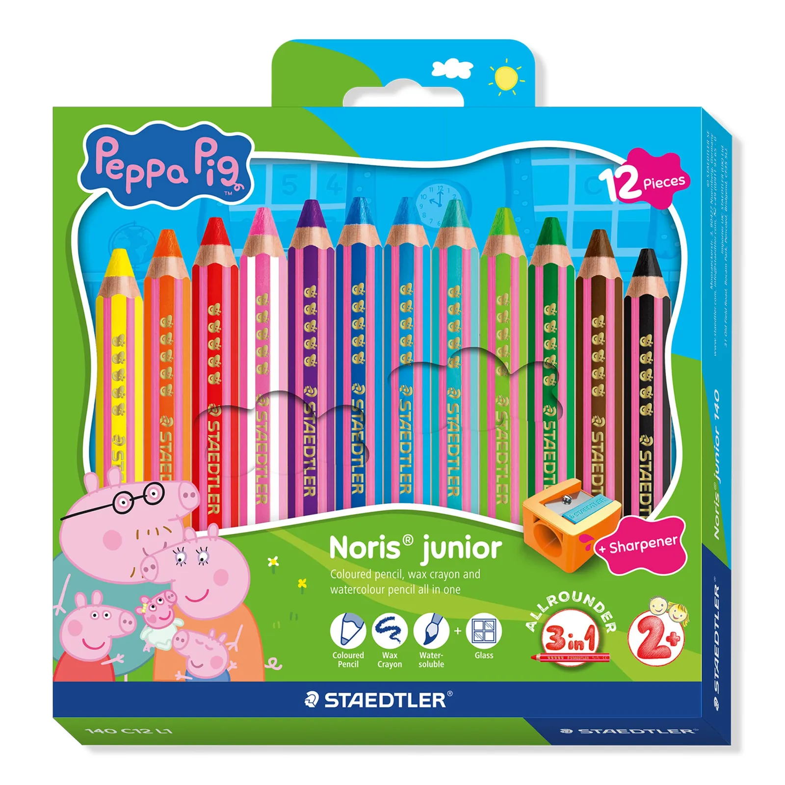 Caja de 12 lápices 3 en 1 STAEDTLER Noris junior edición Peppa Pig
