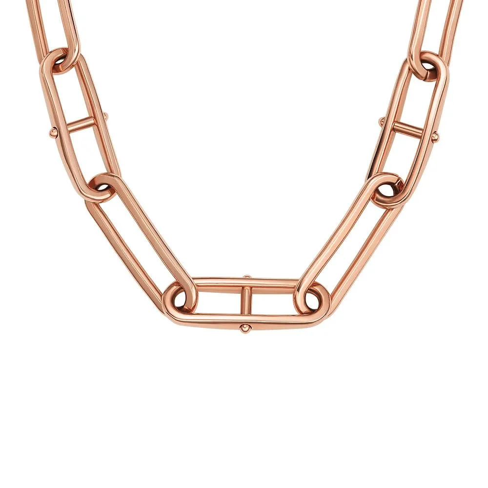 Collar de Cadena Fossil para Mujer en Acero Inoxidable Plateado