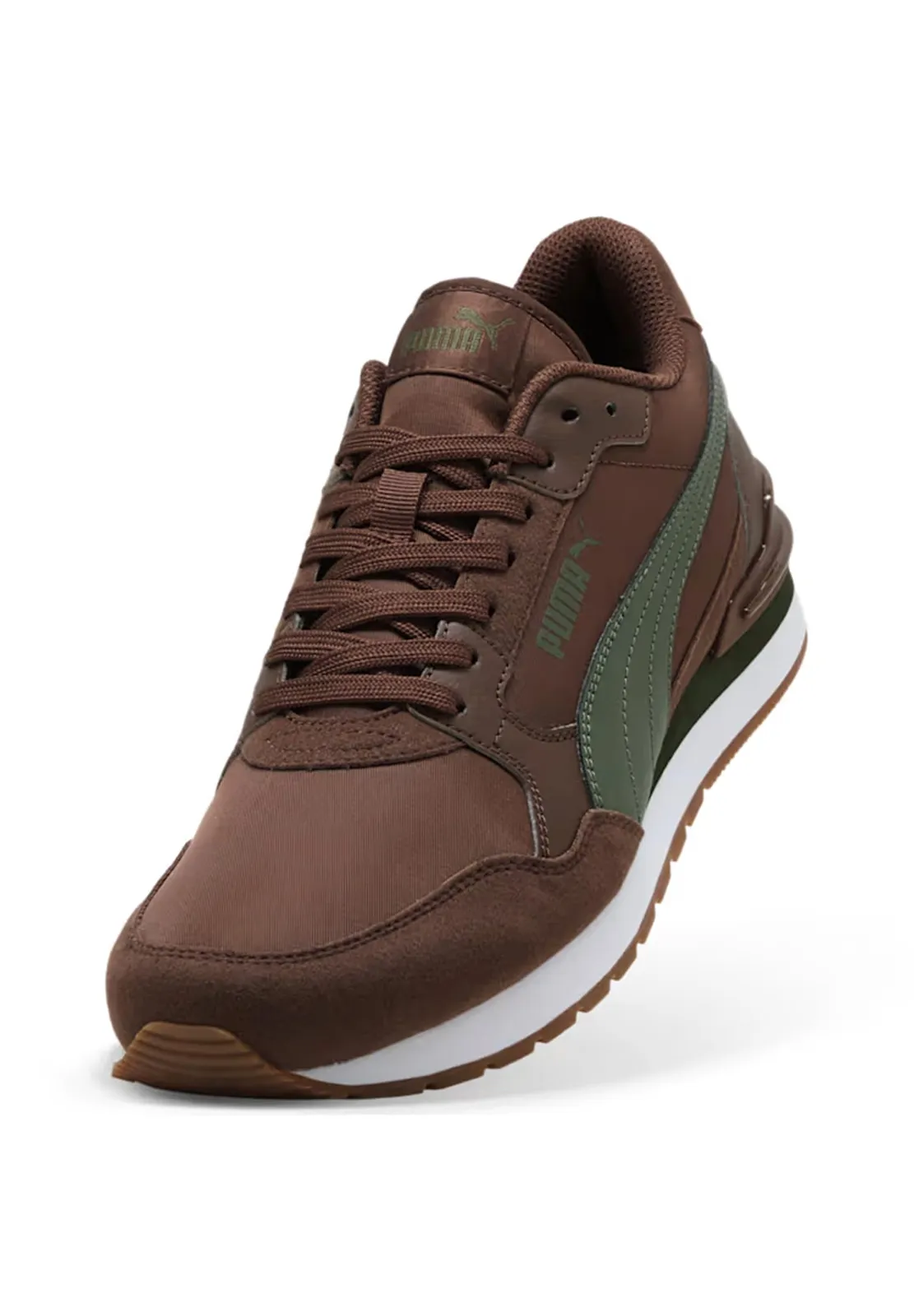 Zapatillas Puma ST Runner v4 Nylon 41, Chestnut Brown Moss Veil White Gum Green (varias tallas)