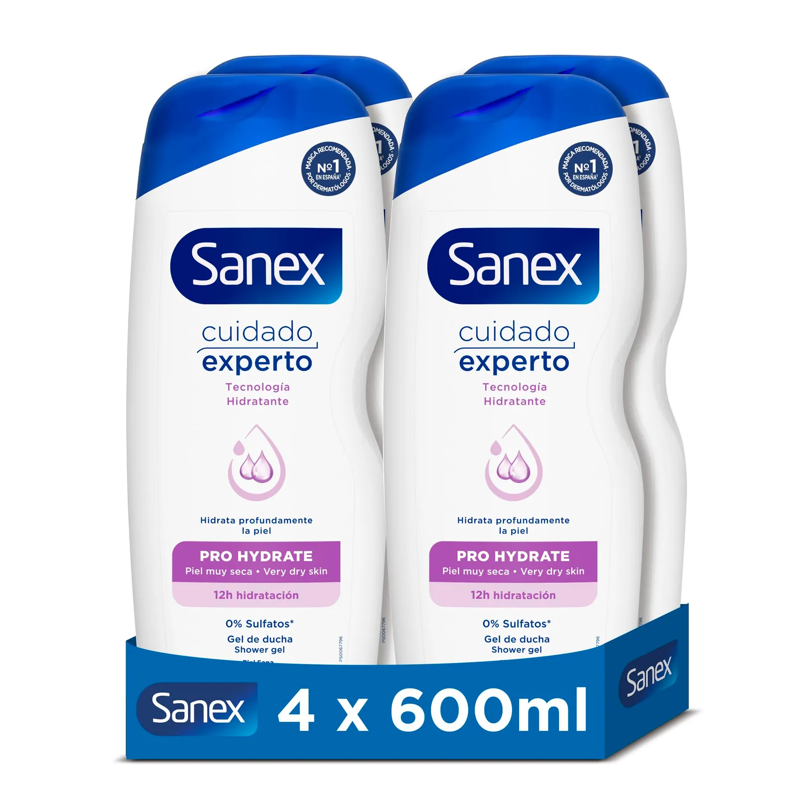 Pack 4 Gel Ducha Sanex Cuidado Experto Pro Hydrate 600 ml