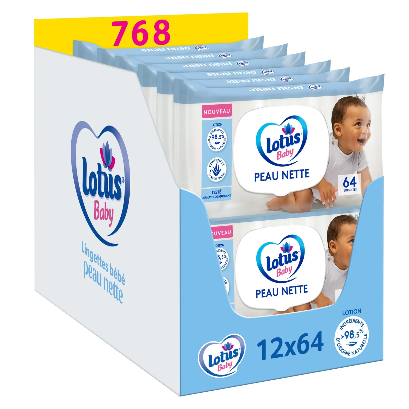 Pack 768 Toallitas Bebé Lotus Baby (12 paquetes x 64 unidades)