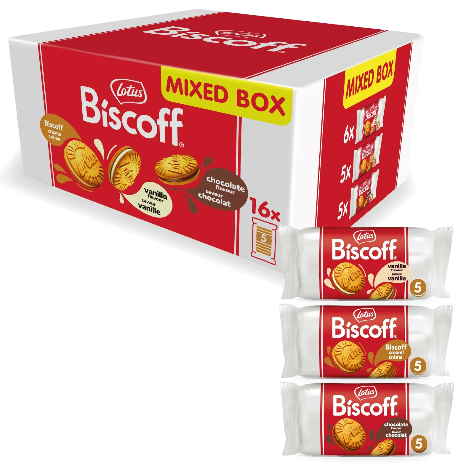Lote 16x50g Lotus Biscoff Galleta Sándwich Variada (3 Sabores)