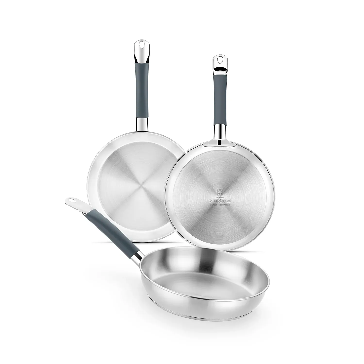 Set 3 sartenes BRA Master de acero inoxidable 20/24/26cm