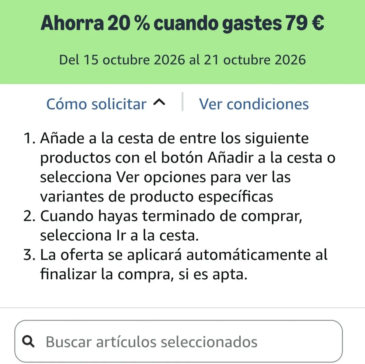 Ahorra 20% en compras superiores a 79€ en Amazon