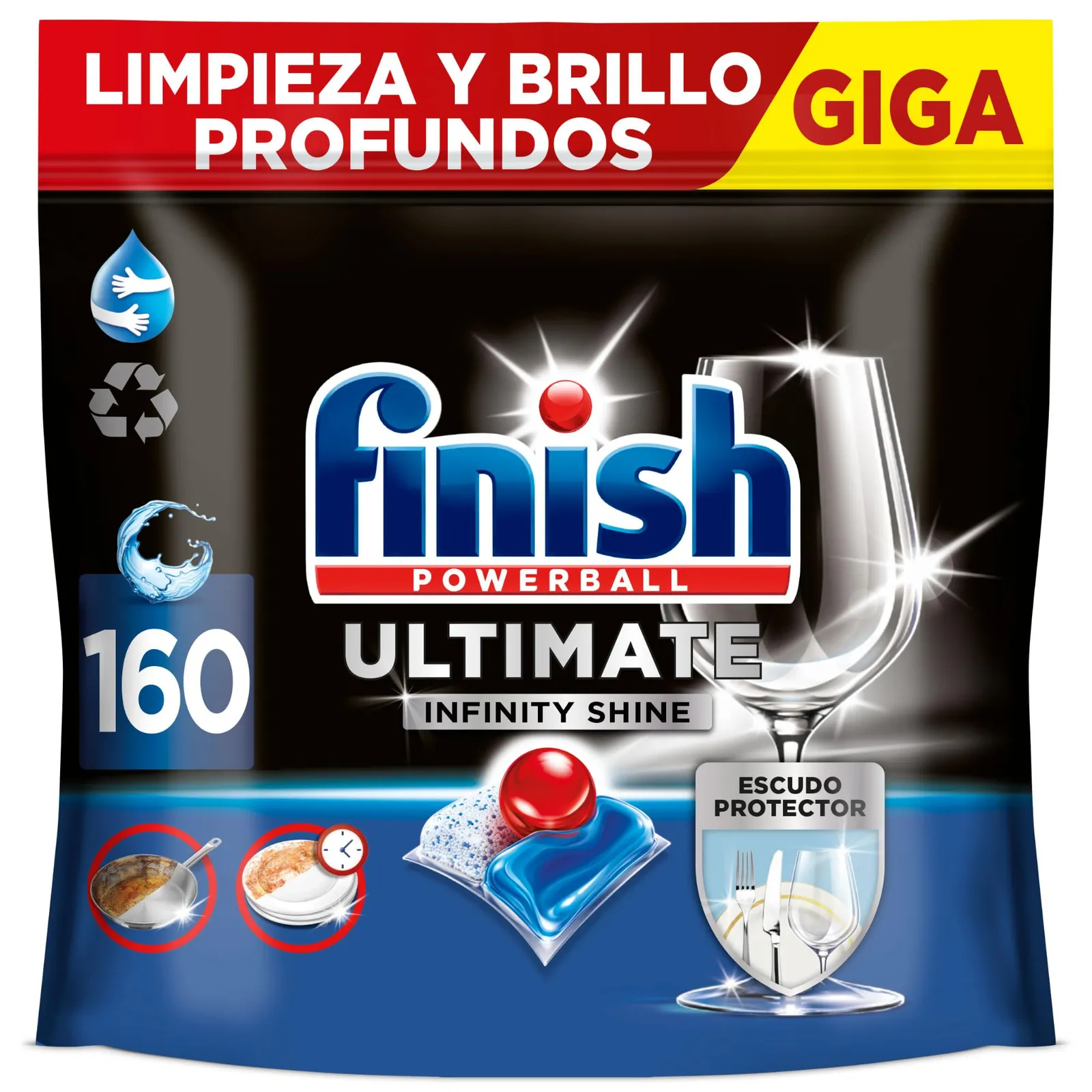 Finish Ultimate Infinity Shine Pastillas Lavavajillas - 160 Cápsulas
