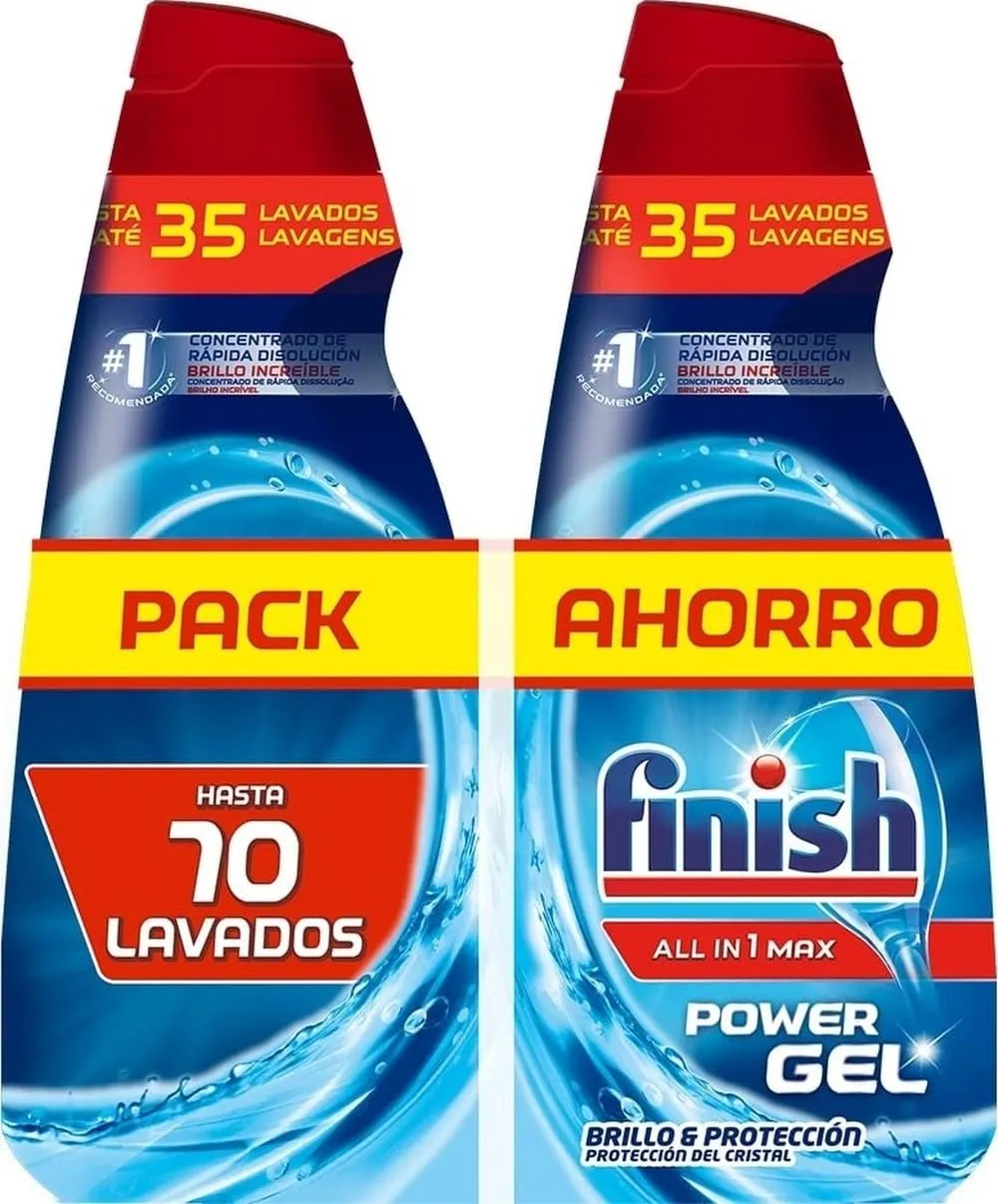 Gel lavavajillas Finish All in 1 Max Power, brillo y protección (70 lavados)
