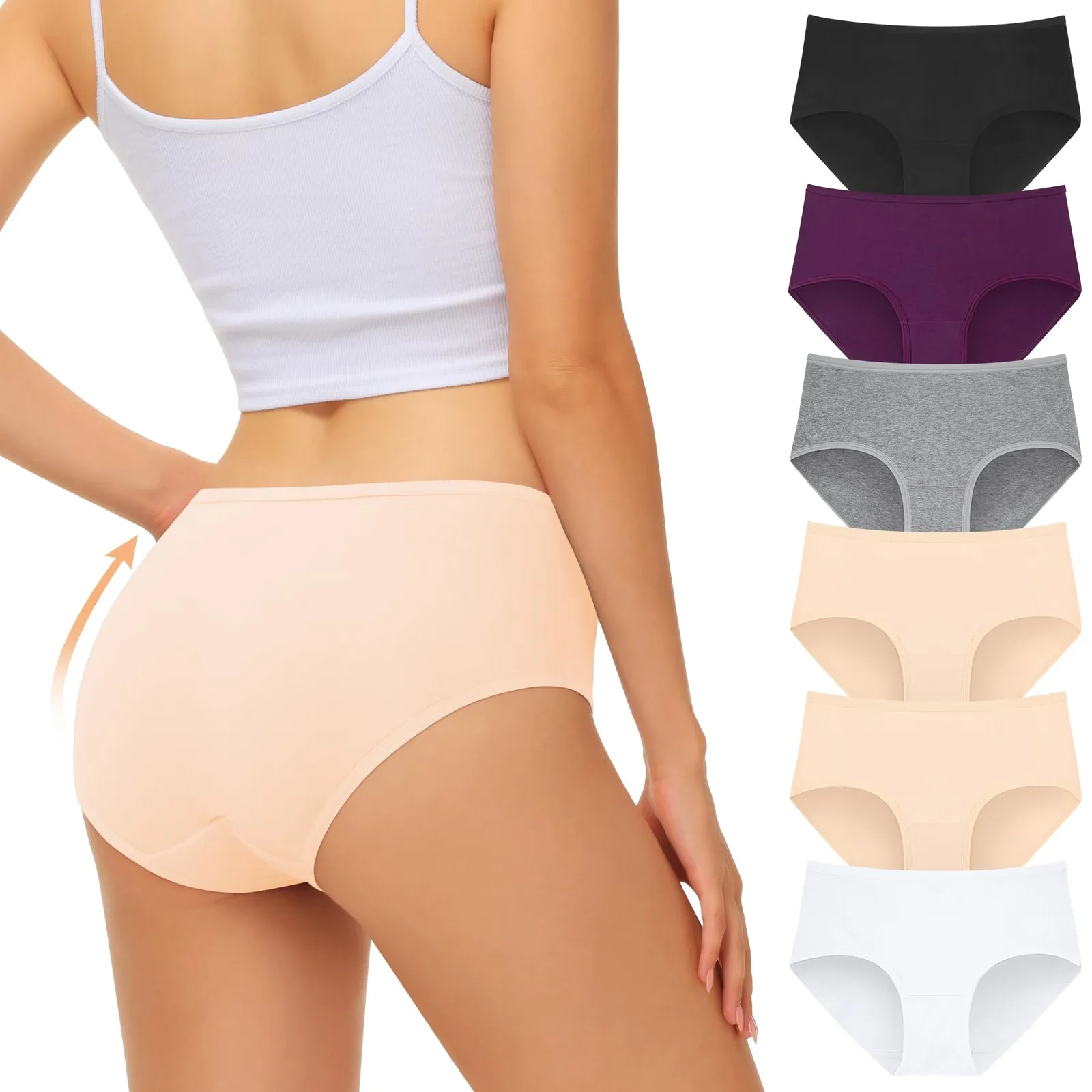 Pack 6 Bragas Mujer FALARY Culotte Cintura Media (varias tallas)
