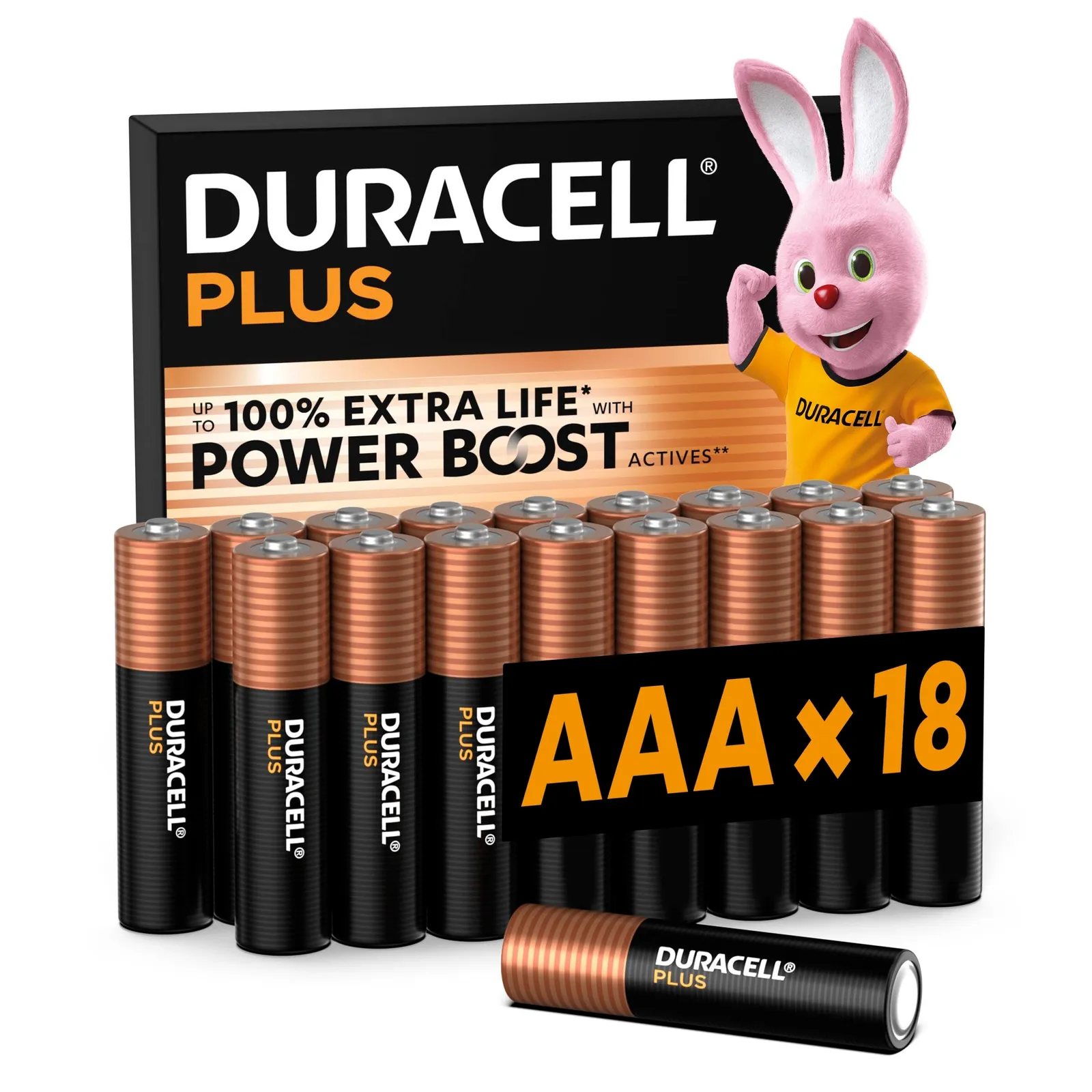 Pilas Alcalinas Duracell Plus AAA (18 unidades)