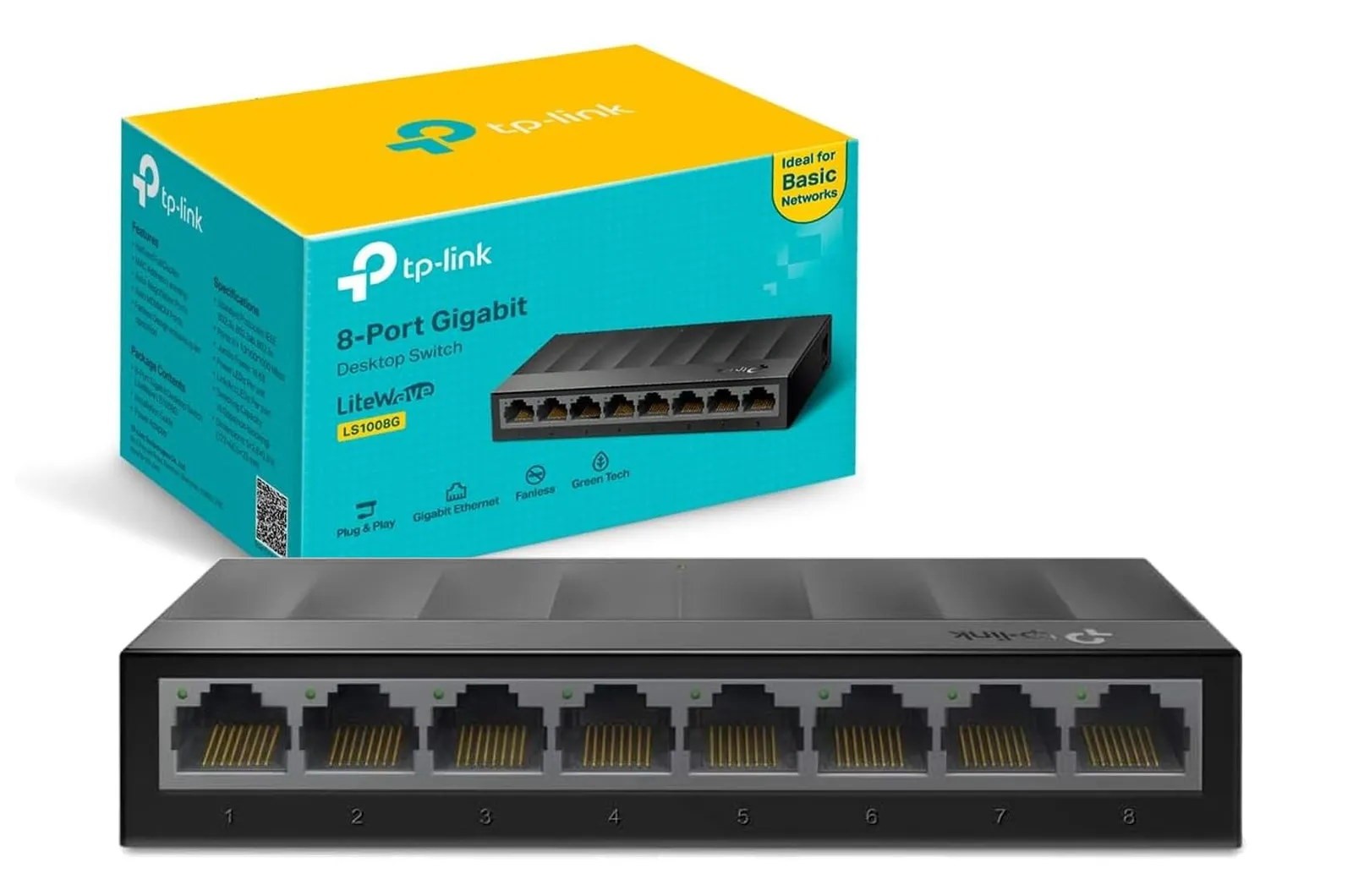 Switch de red TP-Link LS1008G con 8 puertos Gigabit Ethernet