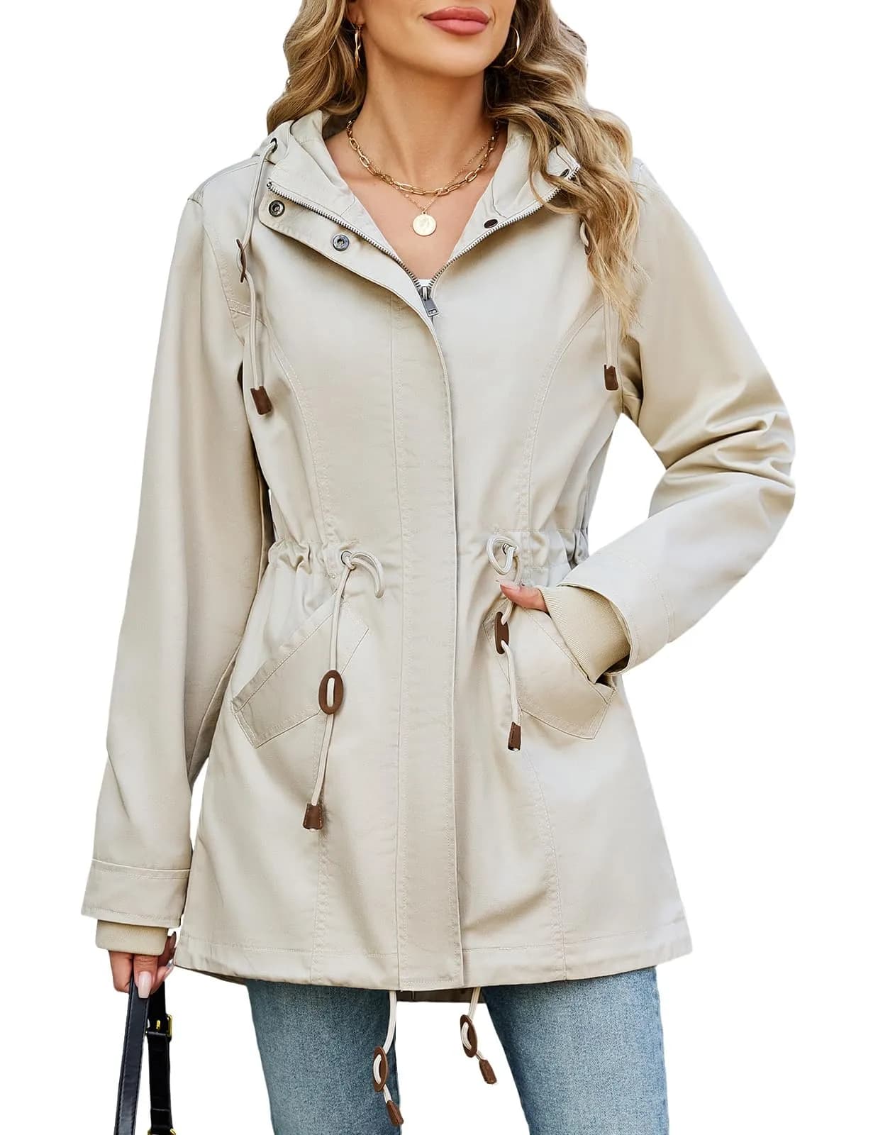 Chaqueta Vancavoo de Entretiempo para Mujer con Capucha