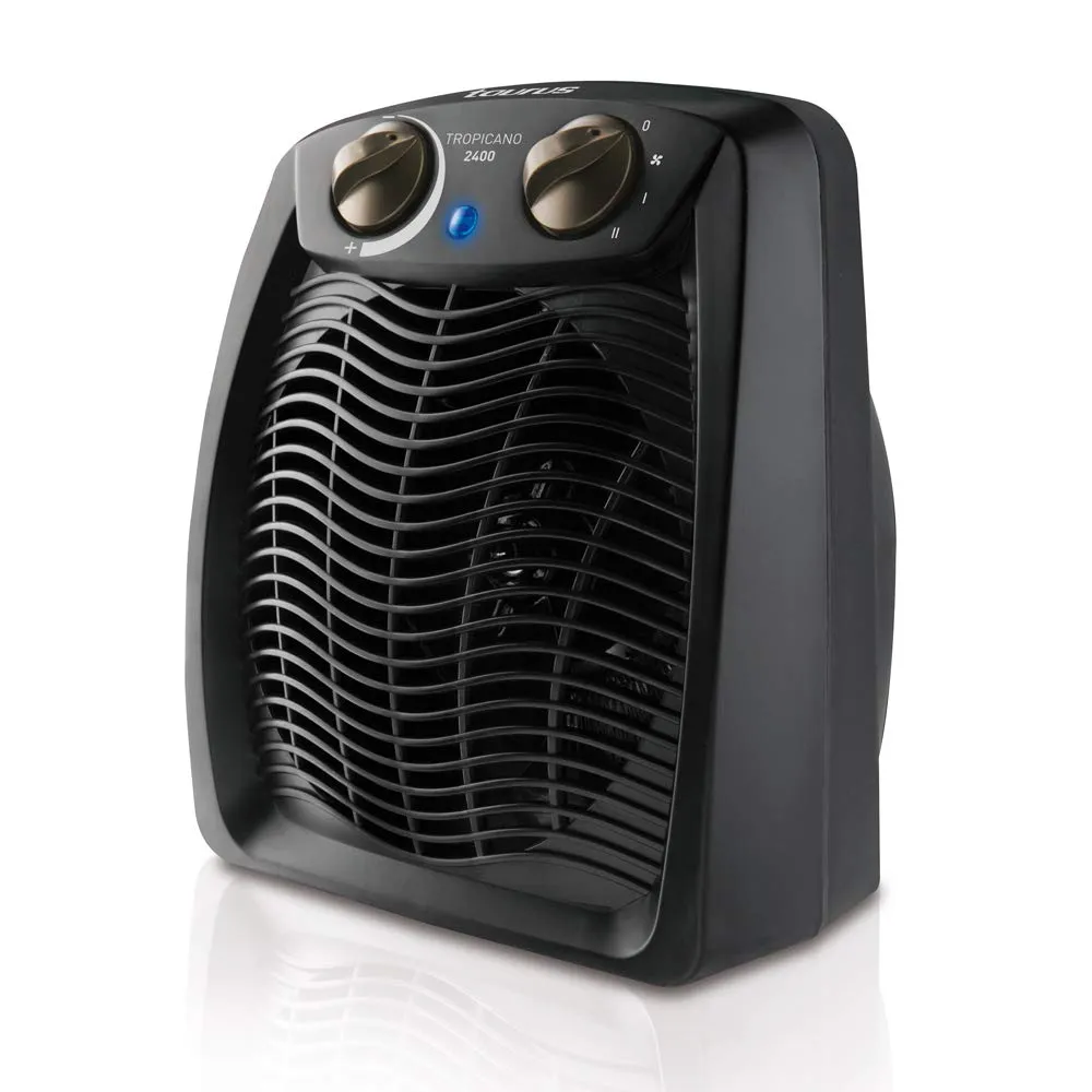 Calefactor Eléctrico Taurus Tropicano 2400W, Termostato, Ventilador, 2 potencias, protector térmico y asa; hasta 24 m²