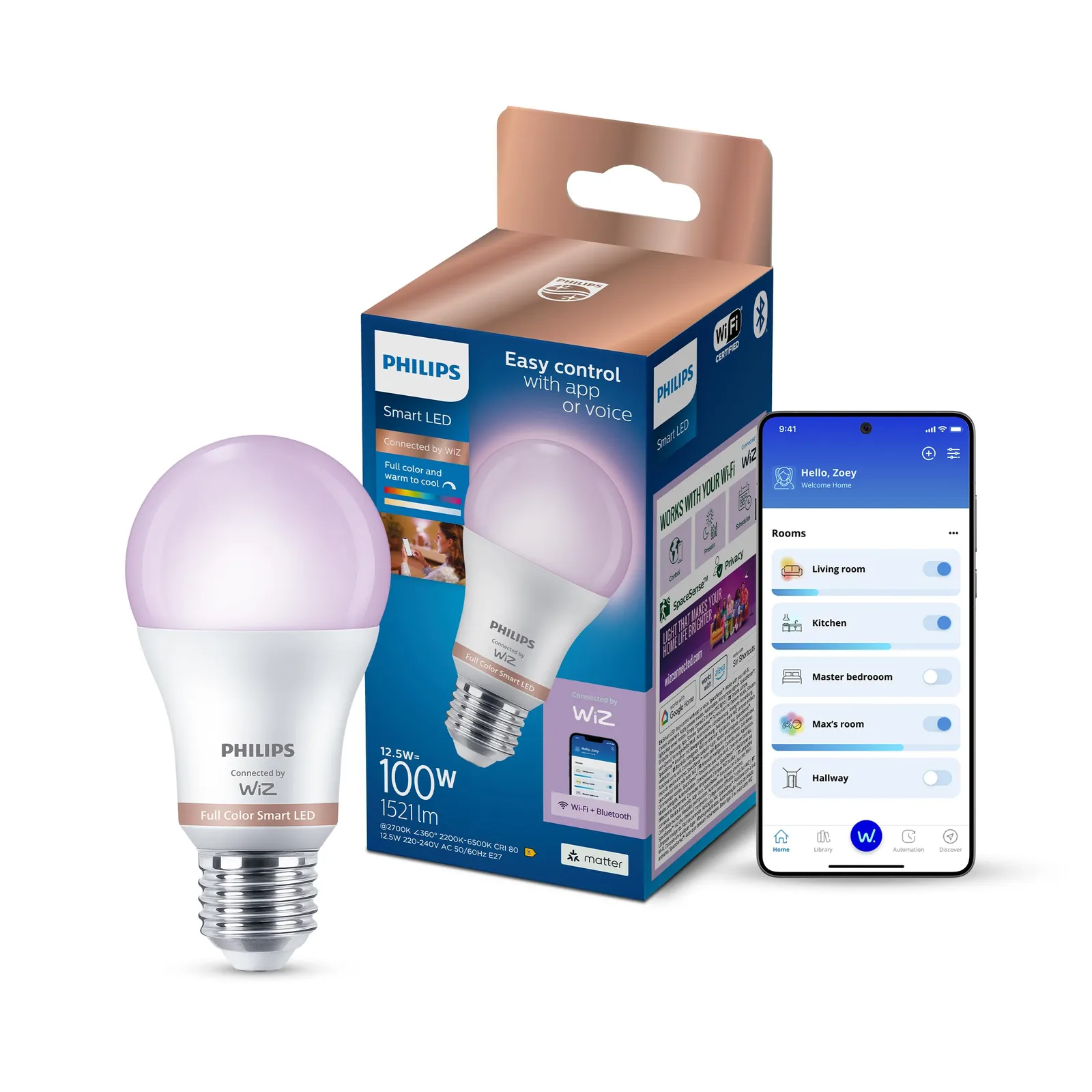 Bombilla LED Inteligente Philips WiZ RGB E27 1521 lm