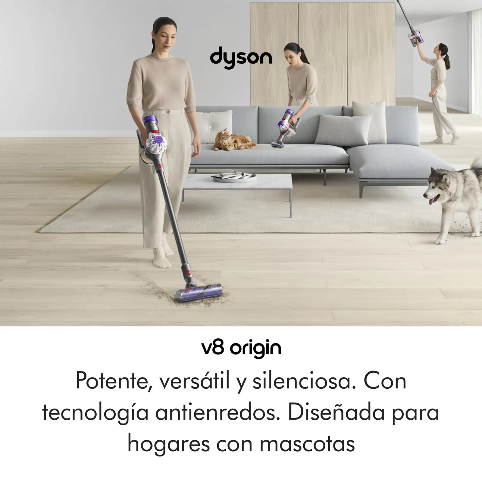 Dyson V8 Origin: Aspiradora sin cable, 130 AW de succión, hasta 40 min autonomía