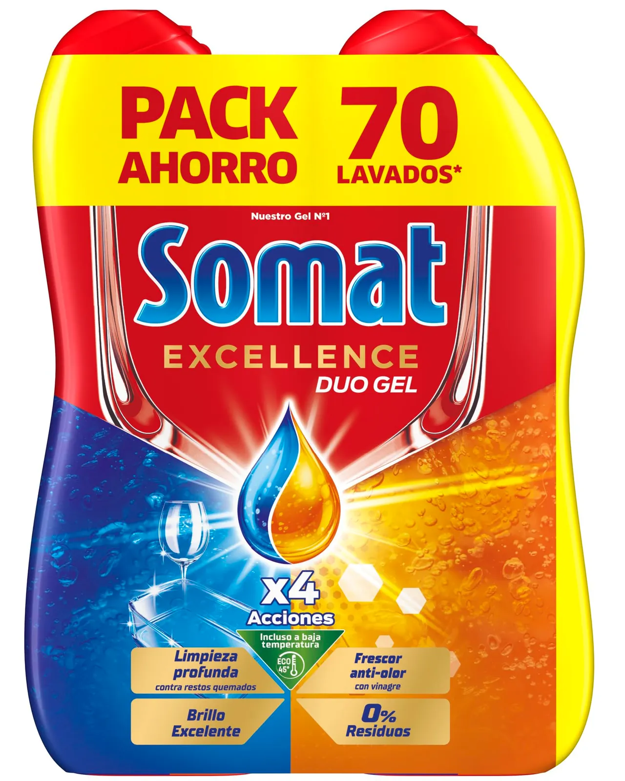 Somat Excellence Gel Frescor Anti-Olor, 70 Lavados (Pack 2)
