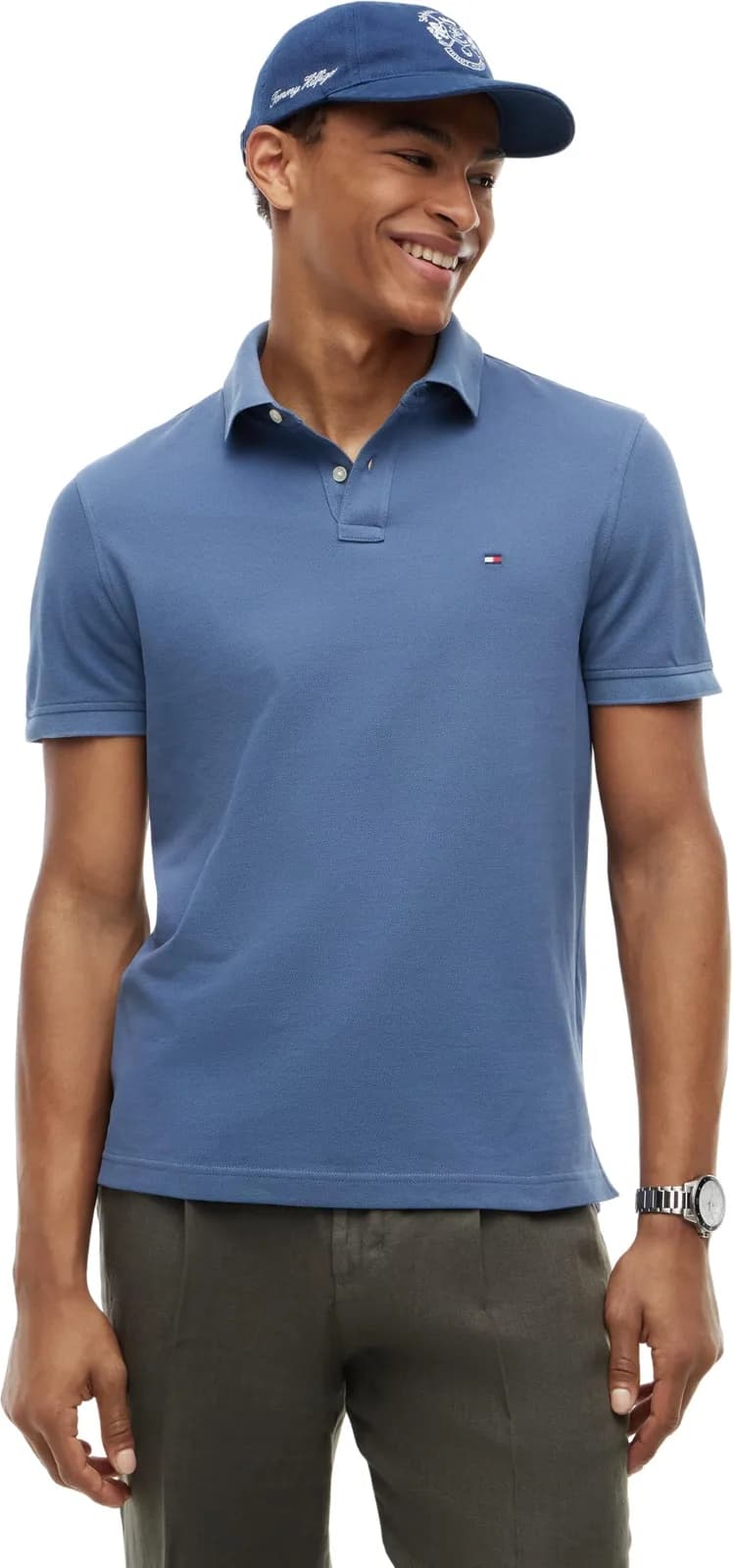 Polo Manga Corta Tommy Hilfiger Regular Fit Hombre Botones Azul (varias tallas)
