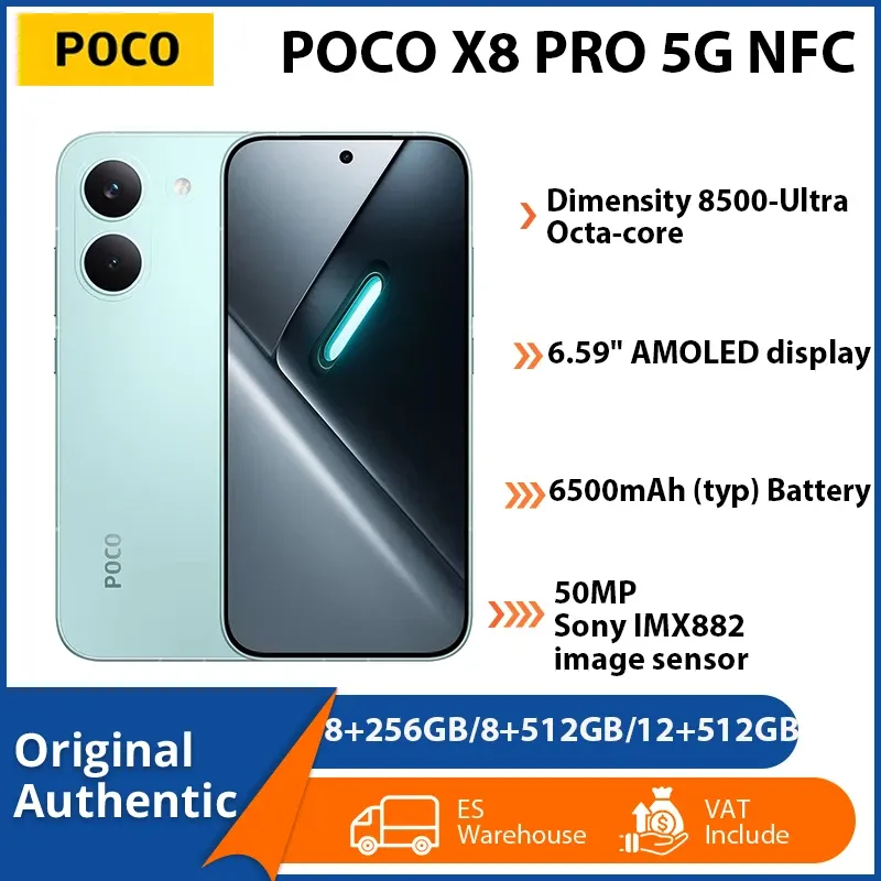 POCO X8 Pro Global 5G 8GB/256GB y 12GB/512GB NFC Dimensity 8500-Ultra 6500mAh