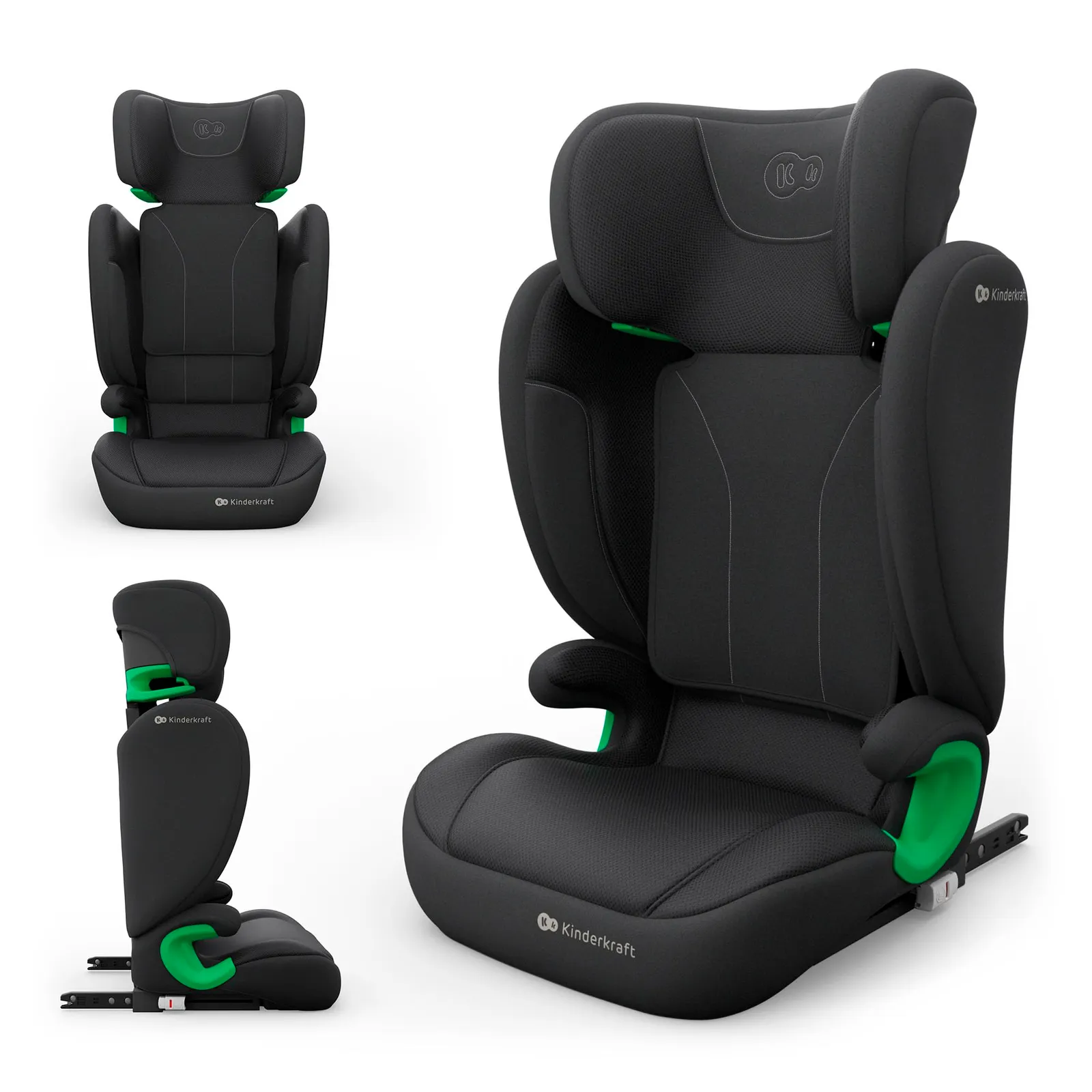 Silla de coche Kinderkraft JUNIOR FIX 2 PRO, 100-150 cm, ISOFIX, reposacabezas ajustable, Negro