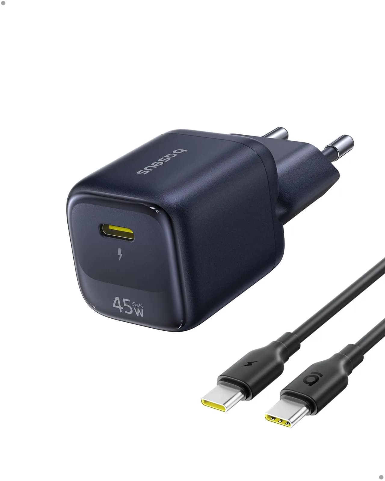 Baseus Cargador USB C 45W GAN con Cable 1m, Carga Rápida PPS PD para Samsung, iPhone, iPad, MacBook, Pixel
